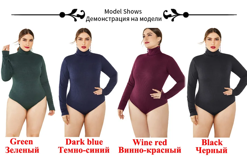 bodysuit women Jessie Vinson Long Sleeve Turtleneck Knitted Rib Bodysuit Jumpsuit Women Plus Size Skinny Sexy Bodysuit Rompers Autumn Winter bustier bodysuit