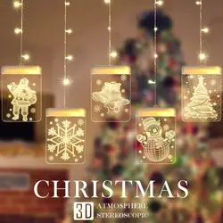 3D Подвесная лампа, Рождественское украшение, светодиодная гирлянда, украшение комнаты, фонарь для помещений, маленькая звезда, занавеска