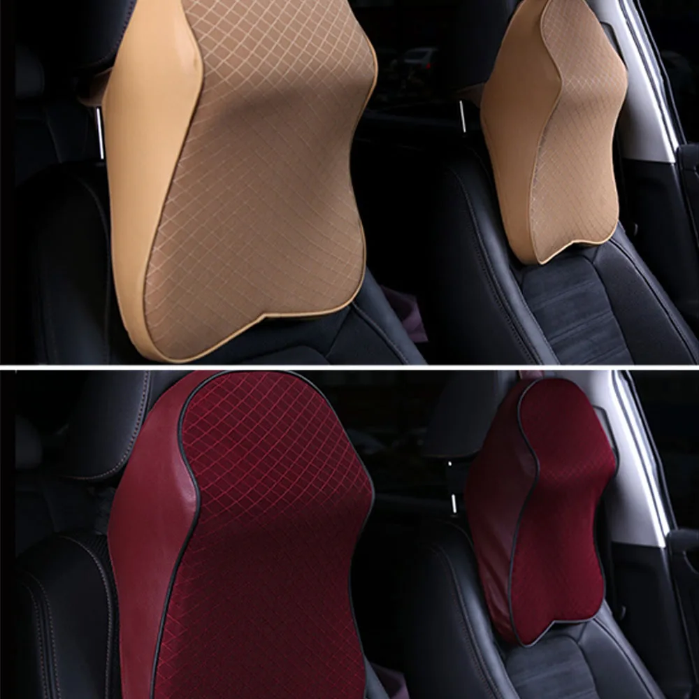 Car Neck Pillow Head Rest Pillow 3D Memory Foam Adjustable Auto Headrest Pillow Travel Neck Cushion Support Holder Seat Pillow