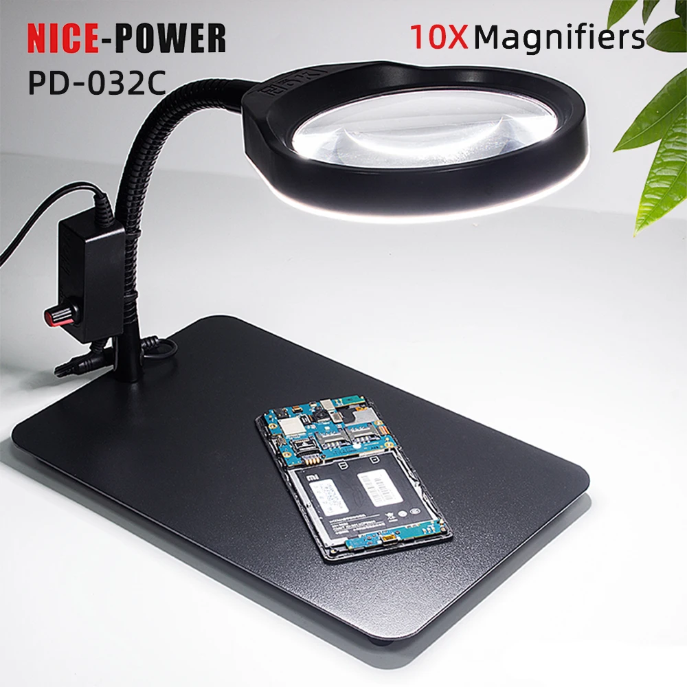 5x Magnifying Glass with Light and Stand LED Desk Lamp 3x10x Magnification  Adjustable Brightness Dimmable Lamp USB Power Loupa - AliExpress