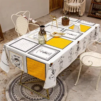 

Tablecloth Cotton Linen Fabric Rectangular Waterproof Home Decoration Plaid Tea Coffee Table Cover For Kitchen