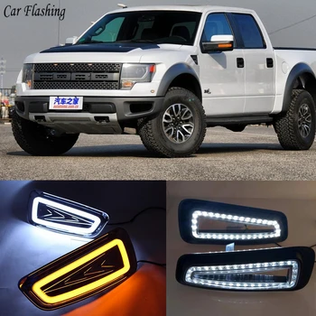 

Car Styling 2PCS LED DRL Daytime Running Lights Daylight With Turn Signal For Ford Raptor F150 2010 2011 2012 2013 2014 2015