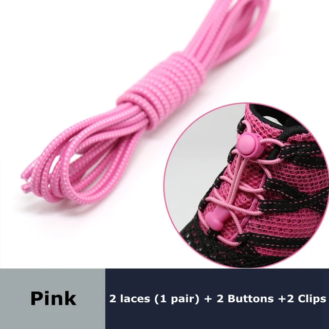 Round Elastic Shoelaces Suitable For Various Shoe Accessories No Tie Shoelace Fixed Stretching Locking Lazy laces 1 Pair Pink