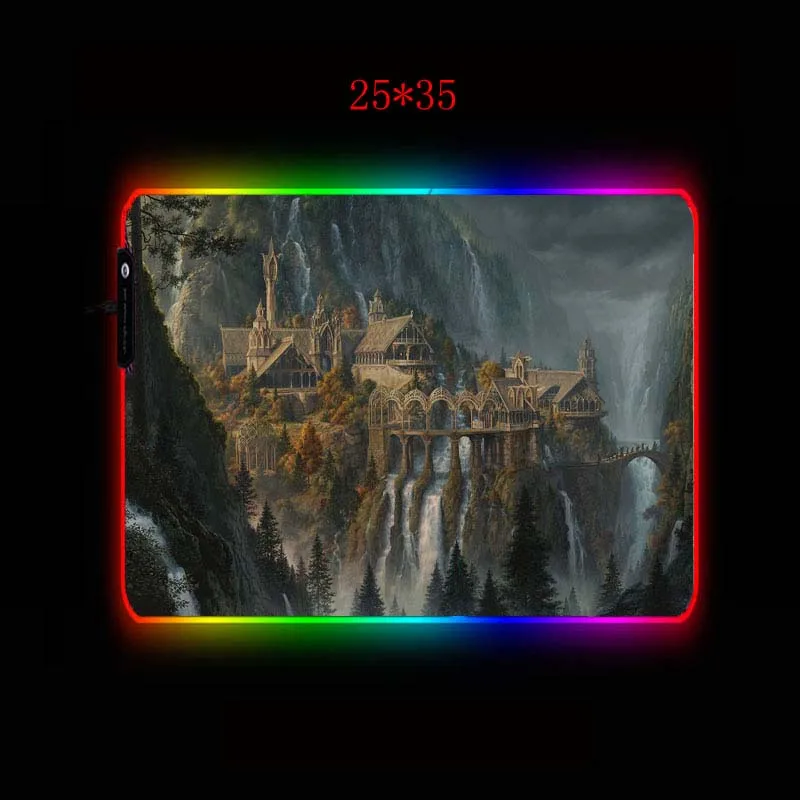 Mairuige Коврик для компьютерной мыши "Властелин колец" RGB светодиодный коврик для игровой мыши с подсветкой геймерский большой коврик для мыши с клавиатурой компьютерный Настольный коврик