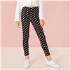 SHEIN/черные леггинсы с узором в горошек и каймой «салат»; детские штаны; коллекция года; сезон осень; повседневные узкие брюки с эластичной резинкой на талии для подростков