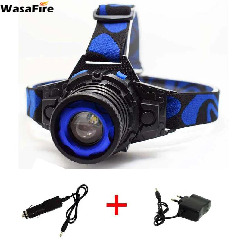 Rechargeable 3-mode Led Headlamp XPE Q5 Zoomable Frontal Flashlight Waterproof Head Light with AC/Car Charger for Camping