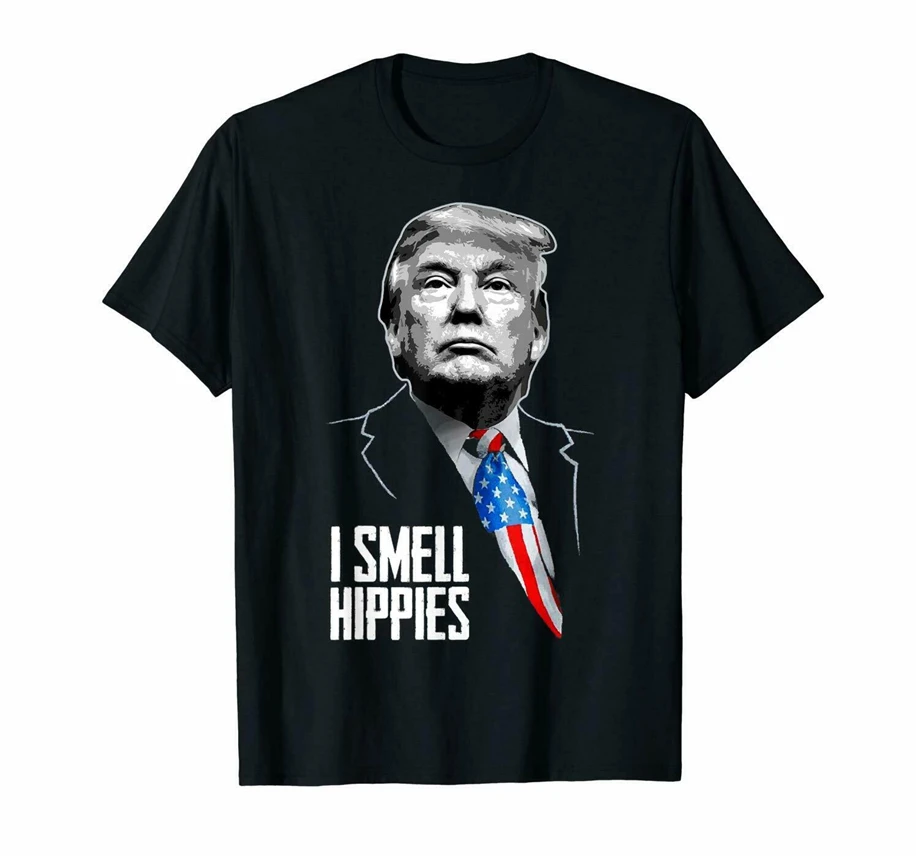Черный Трамп Футболка Я запах хиппи Мужская S 3Xl США 100% хлопок топы новинка унисекс забавная футболка| |