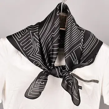 

Spring summer new plain geometric Satin square Hairband hijab cool shawl ladies foulard femme headband hair bufanda mujer shawl