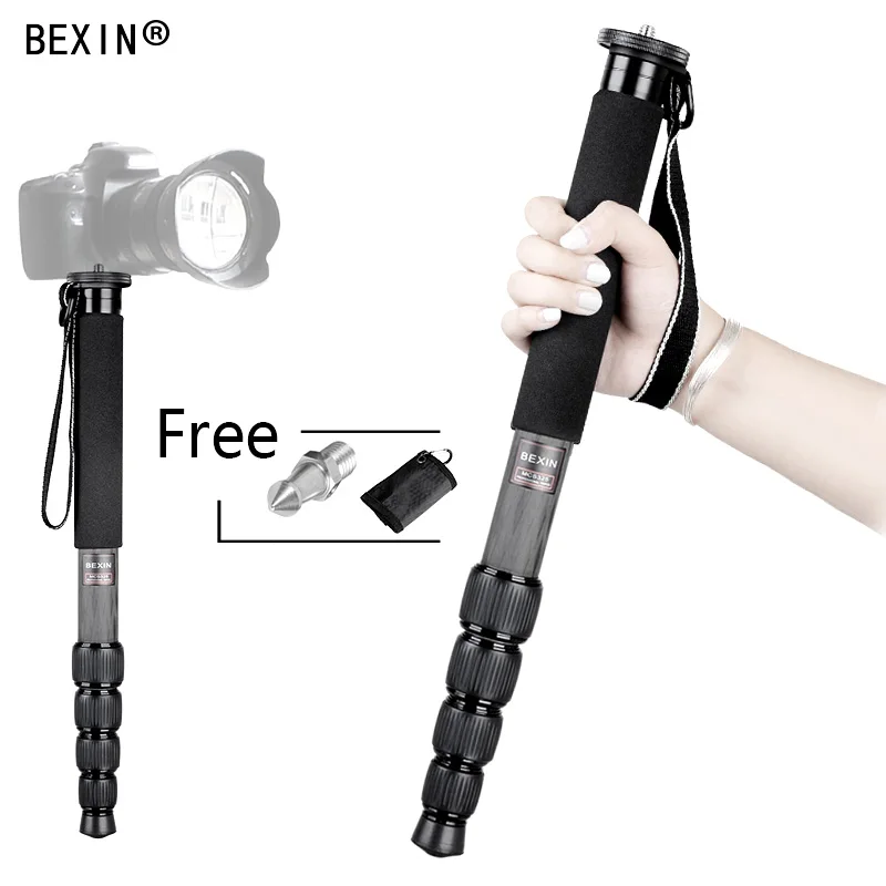  BEXIN Extendable Lightweight Telescopic Carbon fiber 1650mm Height Camera Monopod For Canon Nikon S