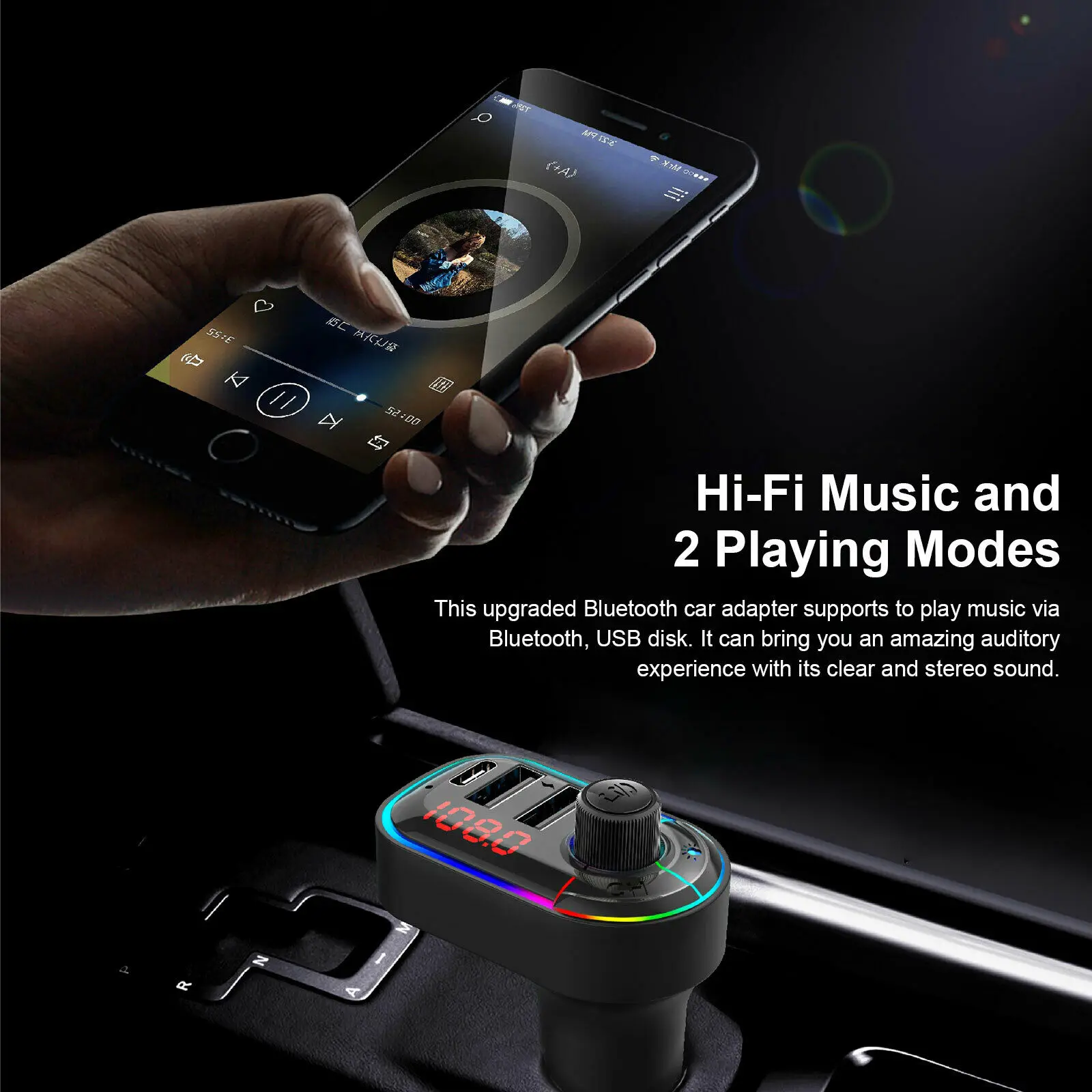   5.0 FM ۽ű ڵ ÷̾ ŰƮ ī   QC3.0  USB а  AUX IN/OUT DC 12/24V