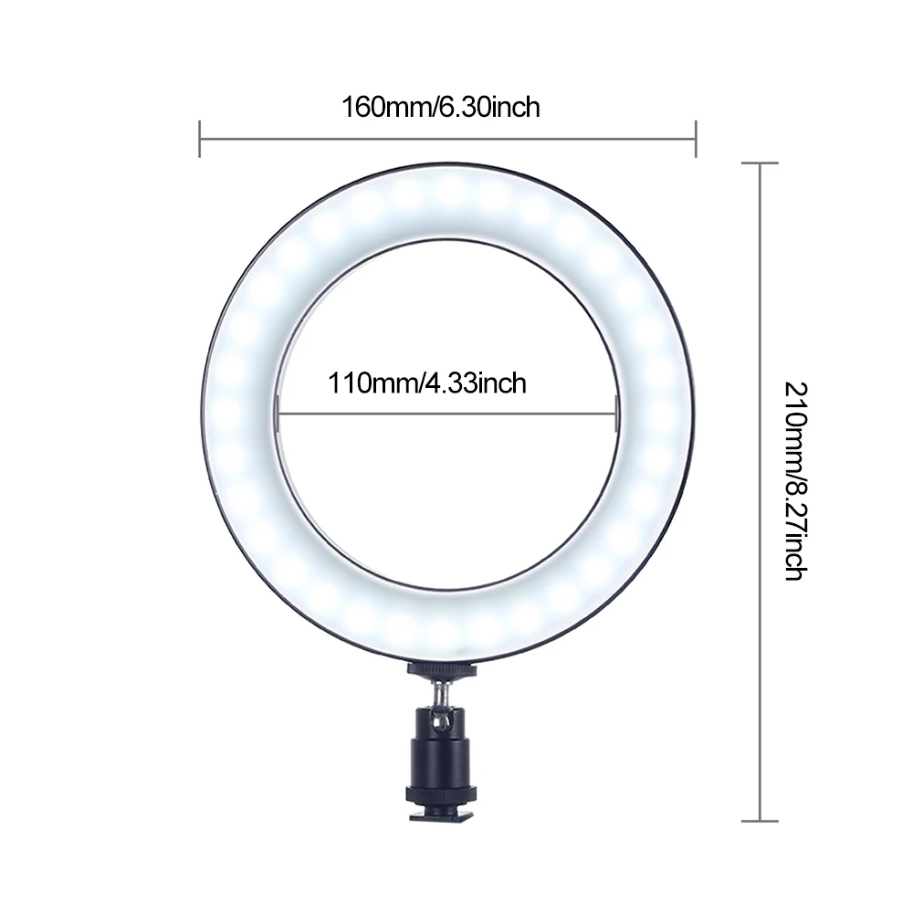 Photography 6.2inch Dimmable LED Ring Light 3 Lighting Modes Brightness Studio Light for Live Streaming Selfie Video Shooting