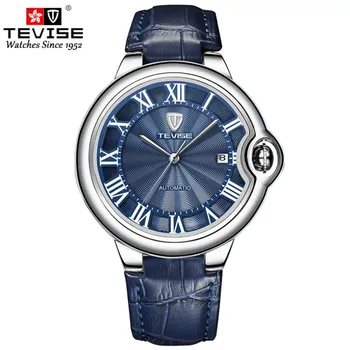 

2020 NEW Blue Leather Watch Mens Military Sport Wristwatch Automatic Mechanical Watches Waterproof Men Relogio Masculino