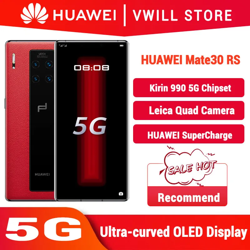 6 53 дюйма HUAWEI Mate 30 RS 5G версия мобильных телефонов 12 ГБ 512 Kirin 990 Android 10 жест