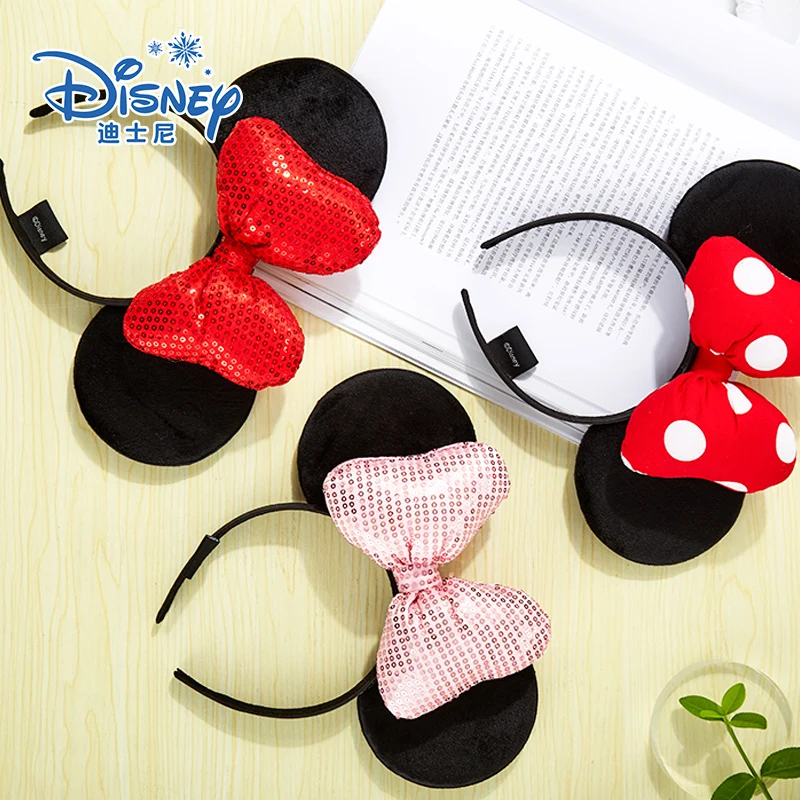 

Disney Headband Girls Ears Hairband 2020 New Summer Kids Women Bow Headdress Minnie Party Headbands DIY Ears Hair Accessories