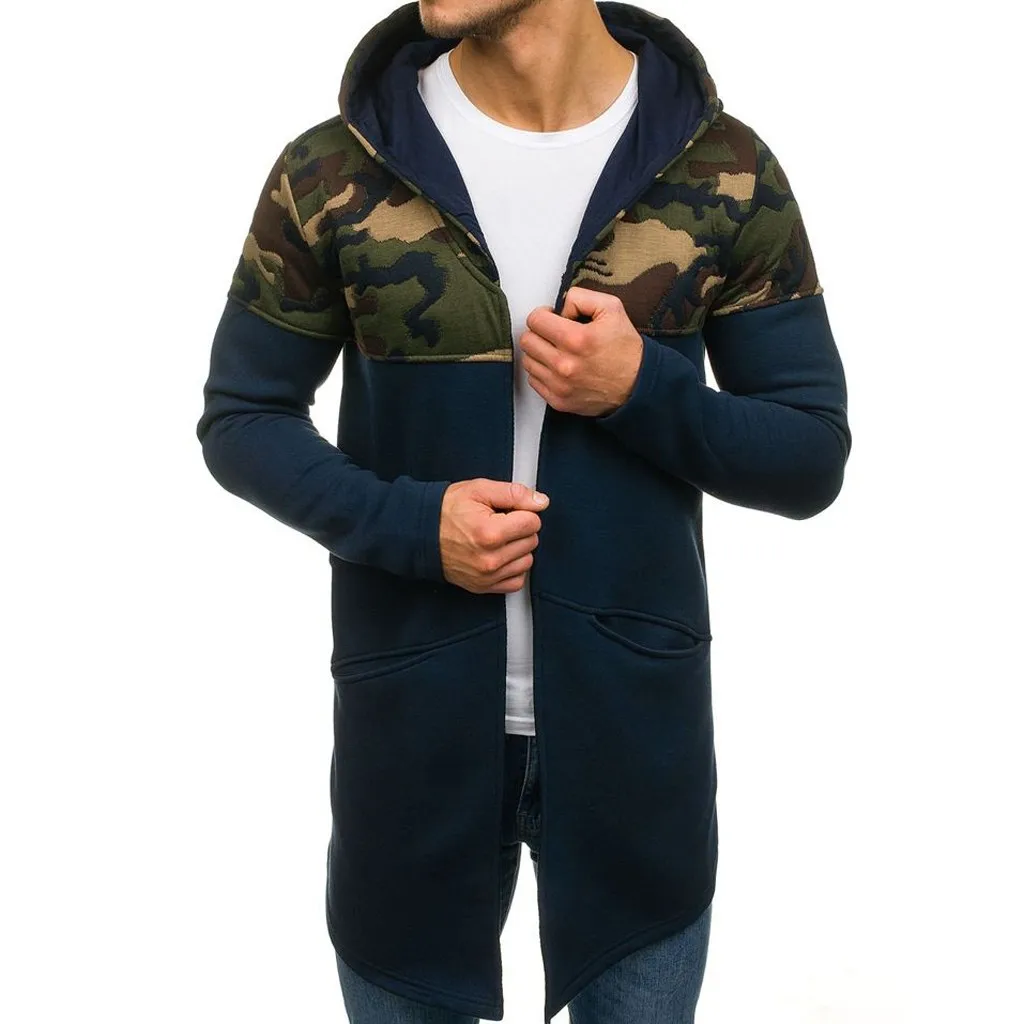 Мужская зимняя куртка мужская камуфляжная с капюшоном Тренч Кардиган длинным