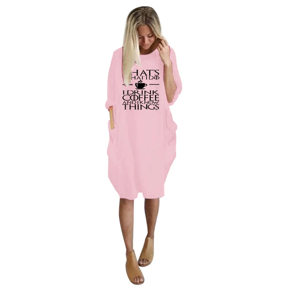 Женское платье с принтом, модное свободное платье с карманами, Женские повседневные длинные платья с вырезом лодочкой, большие размеры, летние платья, новинка,# G30 - Цвет: D