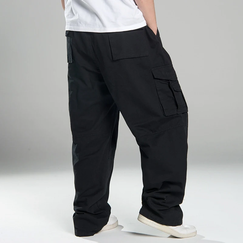 Plus Size 8XL140KG Autumn Winter Men cargo pants thick High street pants safari style pockets Skateboard out door straight pants 4