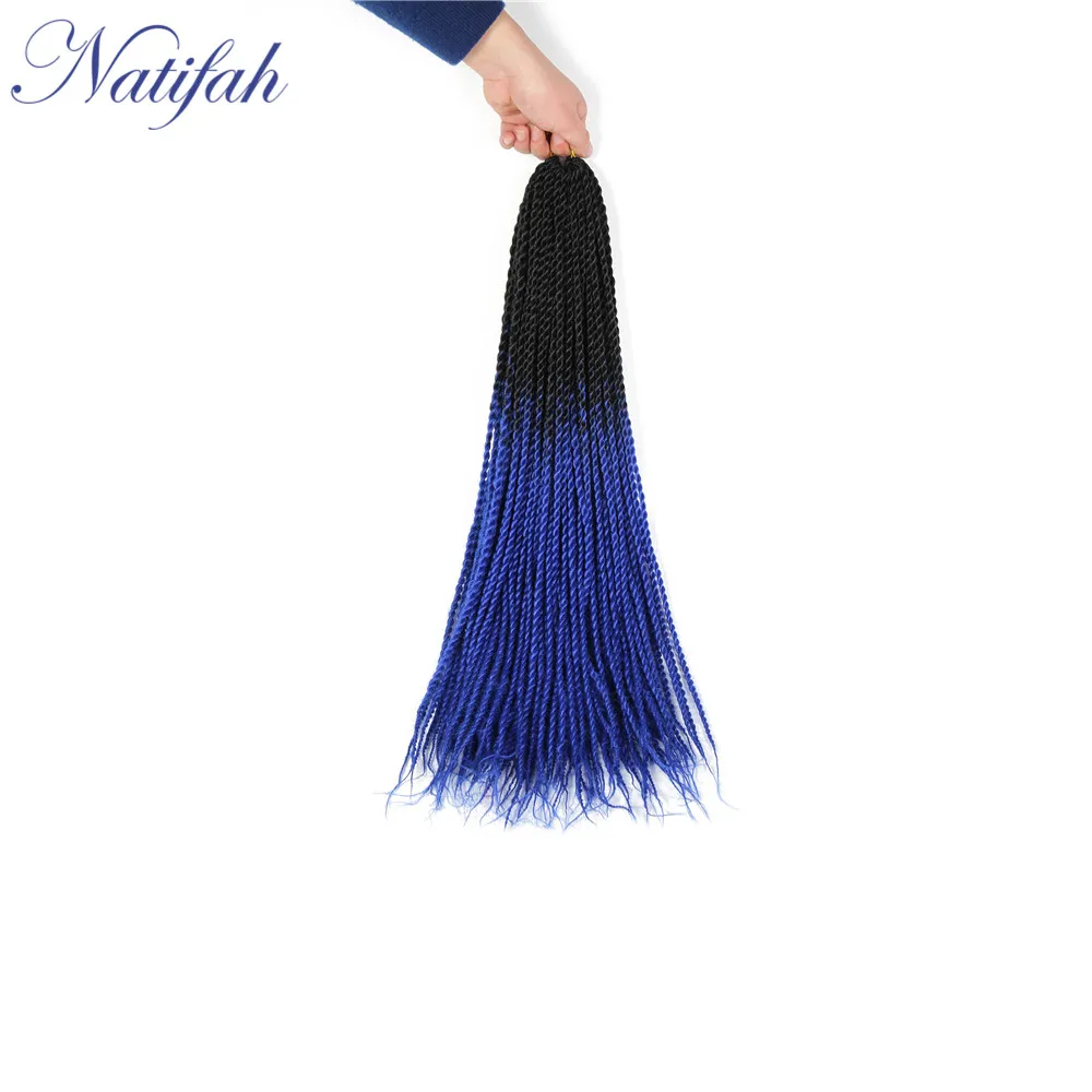 Natifah Ombre Сенегальские скрученные волосы коробка косички вязанные волосы 24 дюйма синтетические плетеные волосы для наращивания 20 корней/упаковка 11 видов цветов - Цвет: M#Синий