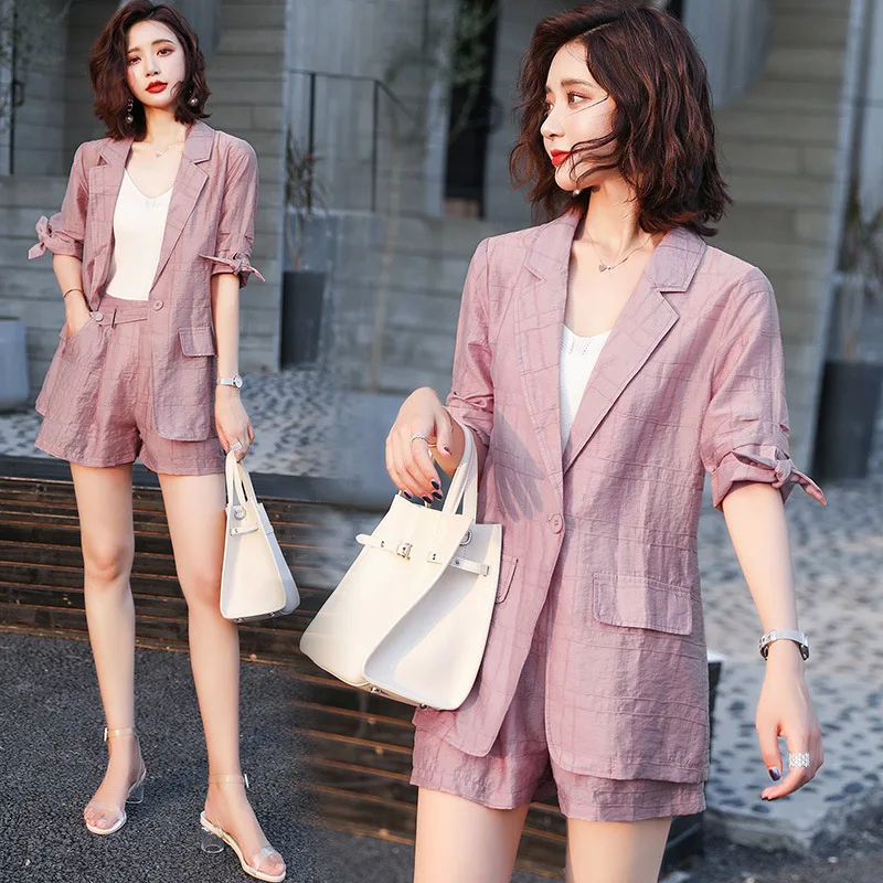 

Set/Suit Skirt 2019 Summer Crew Neck Short Sleeve Solid Color Korean-style Elegant Fashion