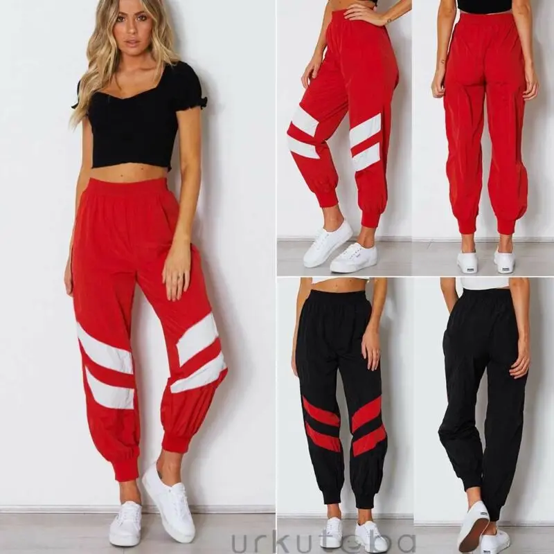 

2019 New Fashion Women's Pant Solid Striped Pencil Pant Loose Casual Sports Hip Pop Dance Pant