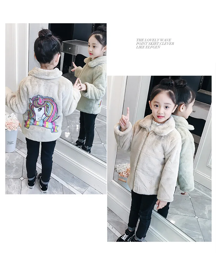 Зимняя теплая плотная куртка для малышей куртка для девочек детское дизайнерское пальто Детская верхняя одежда с вышивкой сзади из искусственного меха для детей от 3 до 9 лет