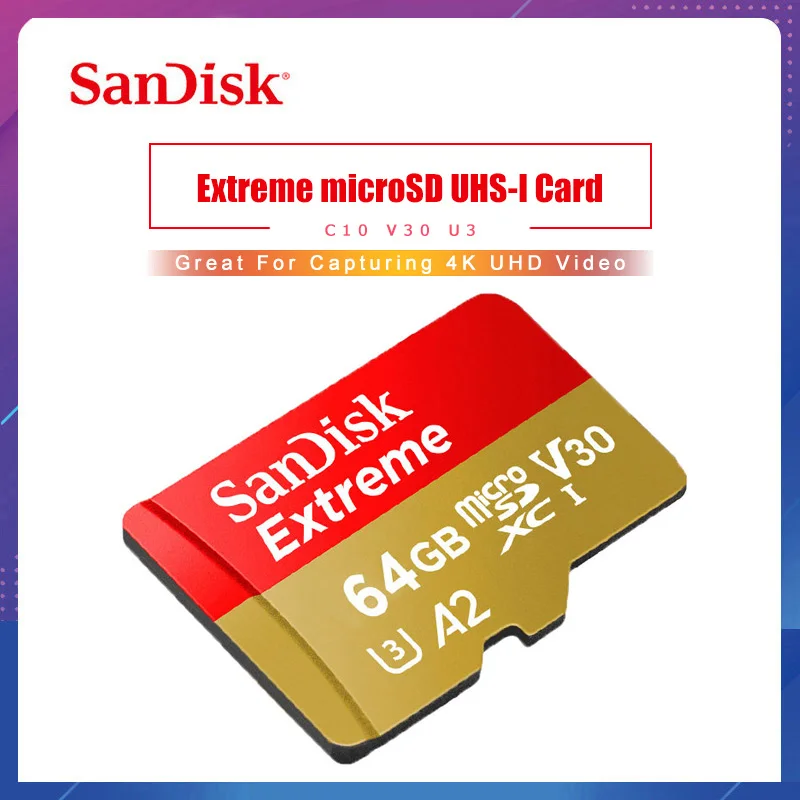 SanDisk Extreme Micro SD Card 32GB 64GB 128GB 256GB UHS I U3 V30 A2