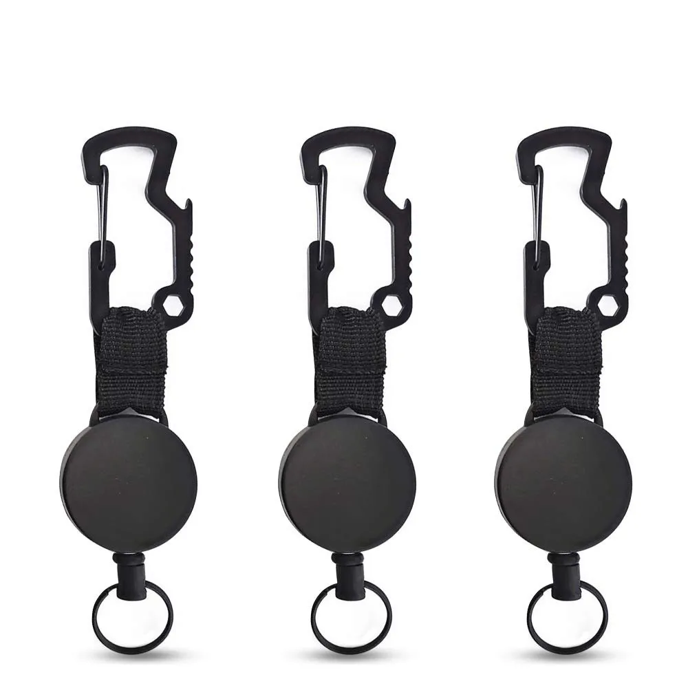 Llavero retráctil 3 en 1 para coche, llavero con cable de acero, abrebotellas portátil, mosquetón de llave Hexagonal, herramienta EDC
