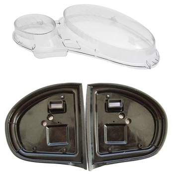 

1pcs Car Headlight Transparent Lens Shade & 2Pcs Exterior Mirror Gasket Rubber Seals Left and Right