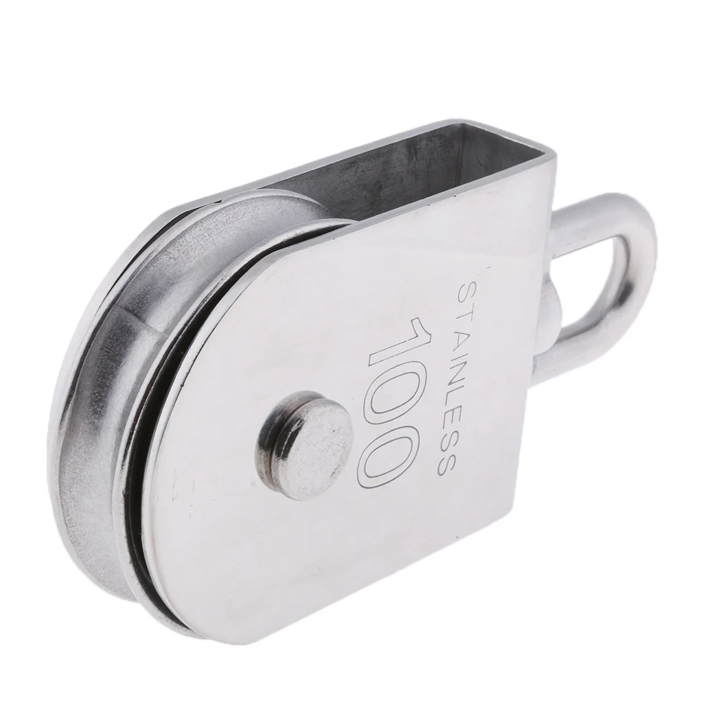 100mm 304 Stainless Steel Single Wheel Swivel Lifting Rope Pulley Block