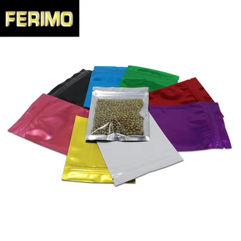 

100Pcs/Lot Flat Colorful Aluminum Foil Bag Clear Ziplock Packaging Bags Self Sealing 10.2*12.7cm Candy Chocolate Organizer Pouch