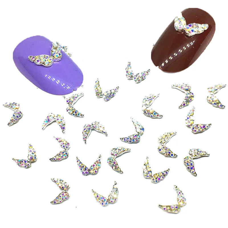 Jewelry and Rhinestones For Nails Charms Metal Accessoires 3d Glitter ab Diamonds Nailart Supplies Colored Wing Manicure Diy