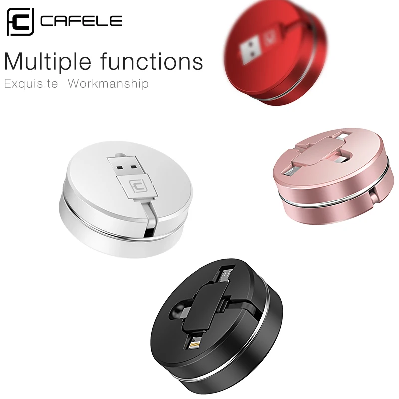 Cafele 3 в 1 Micro usb type C 8 Pin USB кабель для iPhone X 8 7 6 Крест Дизайн выдвижной 100 см USB кабель для Xiaomi