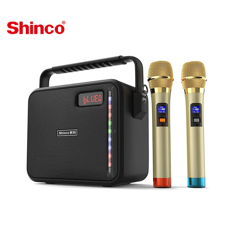 売り最安値 Shinco サブウーファースピーカー 2つのuhfワイヤレスマイクを備えた強力なポータブルカラオケスピーカー Tf Usb Auxと互換性があります 海外製 New Spirit Org Il