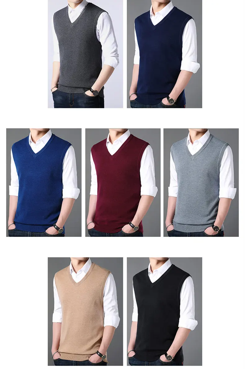 HIYSIZ жилет свитер мужской с v-образным вырезом на каждый день без рукавов уличная мода бренд стиль осень зима пуловер мужской жилет SW030