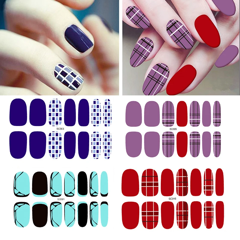 

1 Sheet Nail Tips with Glue Sticker Detachable Full Cover Fake Mixed Pattern Reusable Nails Art Decoration Tools DIY Design