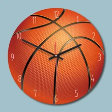 Баскетбольные настенные часы с узором, оригинальные немые часы, простые часы для домашнего декора, офисные настенные цифровые часы