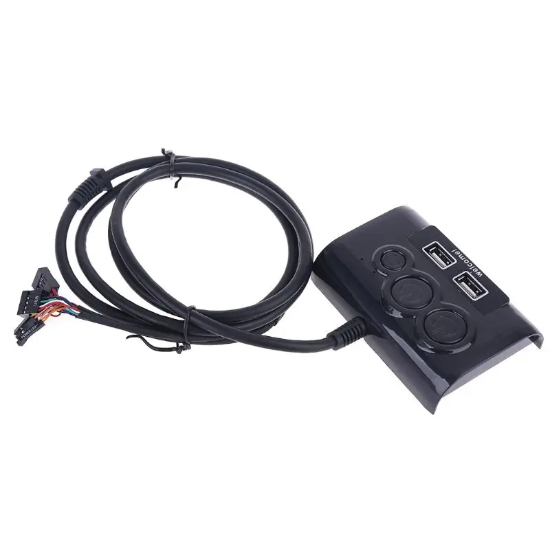 

Desktop Computer Switch PC Case Power Supply on/off Reset Button Double USB Microphone Ports