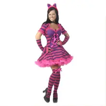 Алиса в стране чудес Косплей Чеширский кот сексуальное платье карнавальный костюм на Хэллоуин костюмы