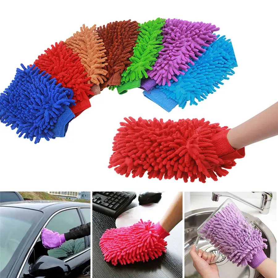 Car Wash Washing Microfiber Chenille Mitt Auto Cleaning Glove Dust Washer Gloves 