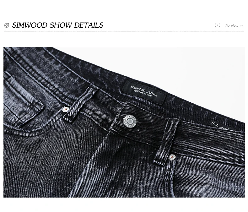 SIMWOOD Новое поступление 2019 весенние джинсы Для мужчин модные Винтаж Slim Fit Повседневное Брендовые джинсовые брюки плюс Размеры Бесплатная