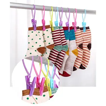 

12 Pcs/lot Clothes Peg Plastic Clip Pins, Multicolor Rope Clip Hanging Clothesline Sock Windproof Hanger New
