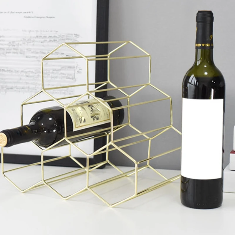 

Simple Wrought Iron Honeycomb Grape Wine Rack Decoration Living Room Bar Wine Cabinet Shop Display Decoration