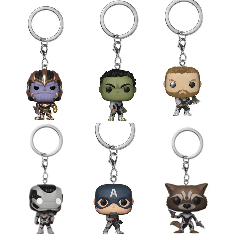 Avengers4 Endgame Captain America Keychain Pocket Pop Action Figure Thor Thanos Key Rings Funny Toys Chain Gift | Игрушки и хобби