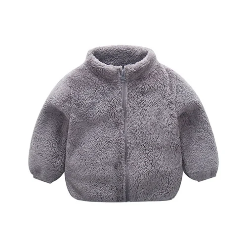 Осенне-зимняя одежда для маленьких мальчиков и девочек теплая плюшевая куртка, верхняя одежда для новорожденных мальчиков и девочек, одежда, пальто Одежда для младенцев - Цвет: gray