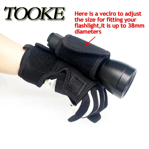 Outdoor Underwater Scuba Diving LED Torch Flashlight Holder Soft Neoprene Hand Arm Mount Wrist Strap Glove