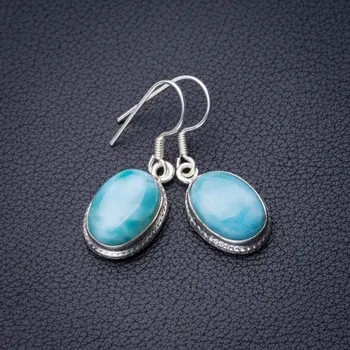 

StarGems Natural Caribbean Larimar Handmade 925 Sterling Silver Earrings 1.25" D7100