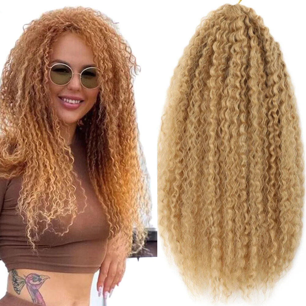 

Sallyhair 20inch Curly Synthetic Braiding Hair Crochet Braids Ombre Extensions Pink Blonde Color Afro Kinky Curly Twists