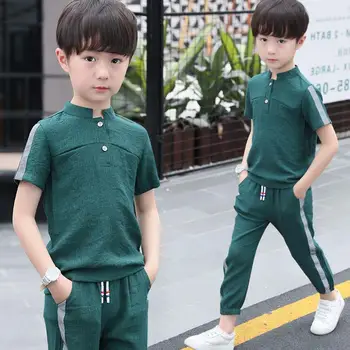 

Children's Clothing Boys Summer Leisure Suit New Children's and Short Sleeve Two-piece Primary School Students Korean Version