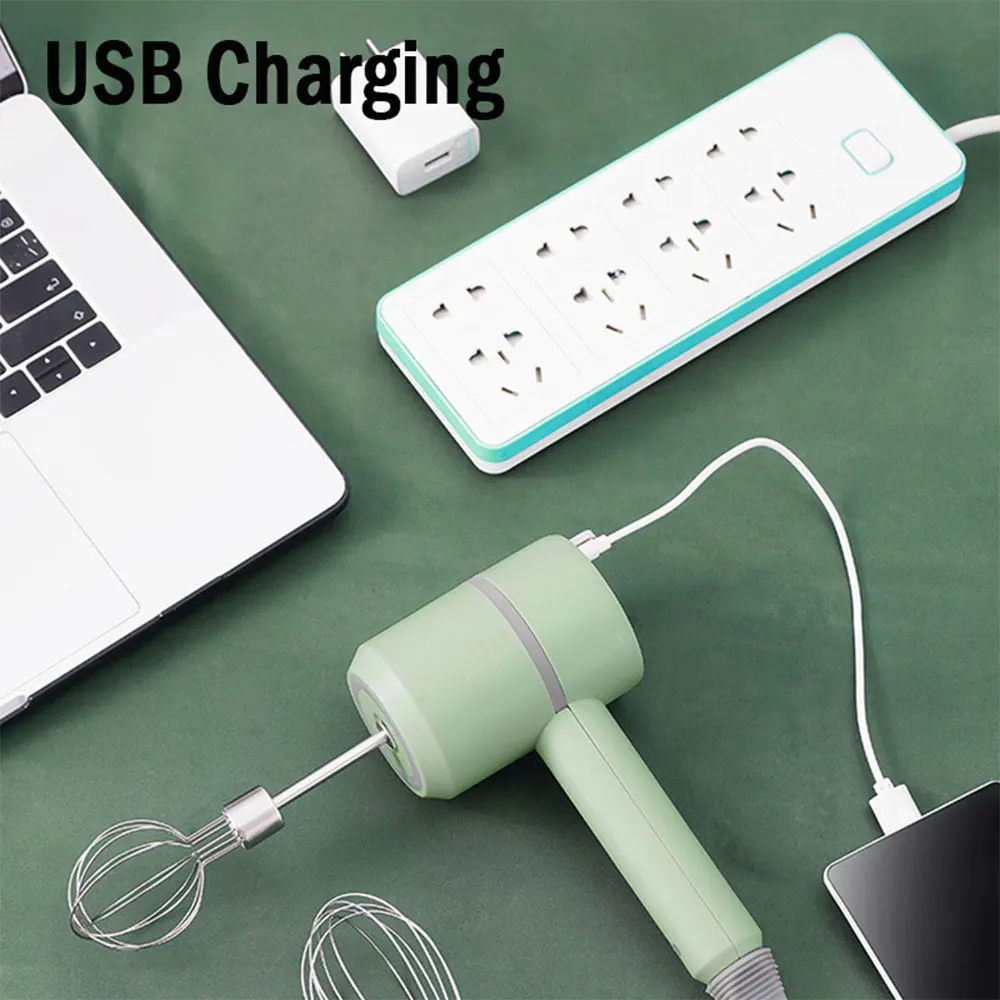 Usb 2 In 1 Wireless Electric Garlic Chopper Whisk Egg Beater With Stirring Rods Kitchen Handheld Mixer