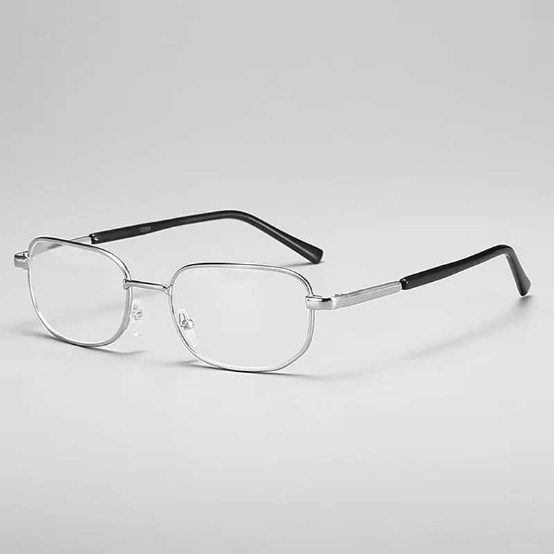Reading Glasses Retro Square Presbyopic Eyewear Glass Lenses Metal Hyperopia Men +3.5+4